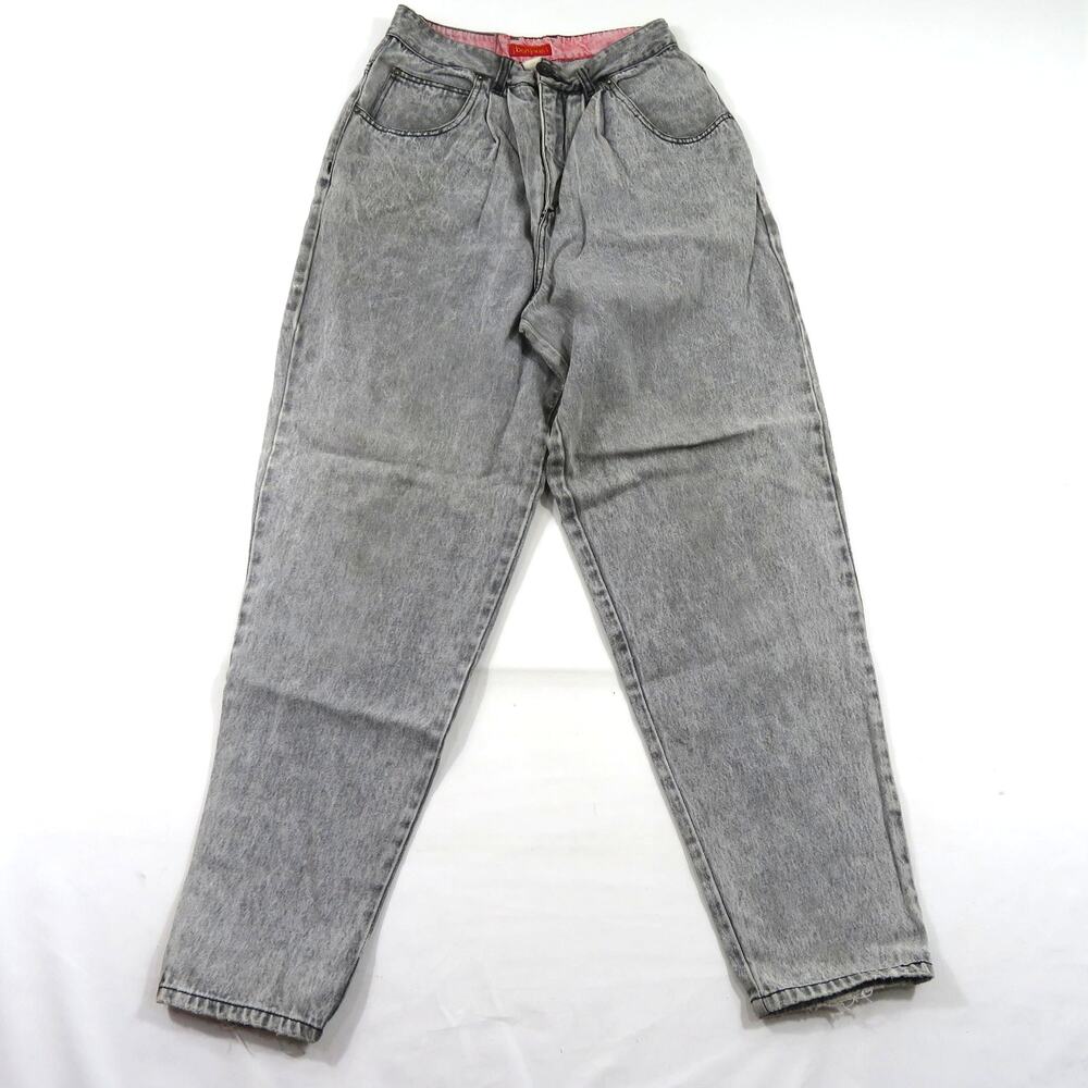 Bonjour Mom Jeans Zip Fly Gray Womens Sz 11/12 Measured 28x30 1980s